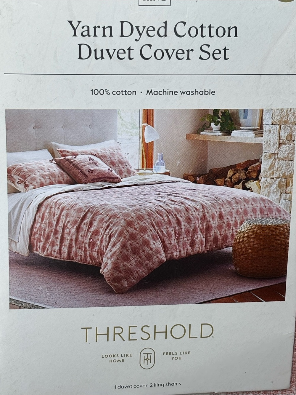 Threshold Yarn Dyed Cotton Duvet Cover Set - Blush Pink